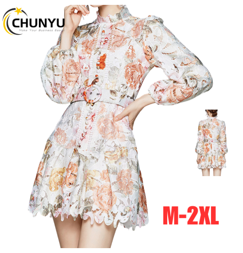 Women Clothing Fashion Spring Autumn Puff Sleeve Dress Long Sleeve Floral Dress Hollow Out Lace Ladies Dresses Women Clothing Fashion Spring Autumn Puff Sleeve Dress Long Sleeve Floral Dress Hollow Out Lace Ladies Dresses