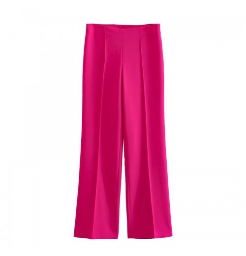 Women's High-Waisted Cotton Summer Woven Print Trousers with Waist Logo & Zipper Fly Women's High-Waisted Cotton Summer Woven Print Trousers with Waist Logo & Zipper Fly
